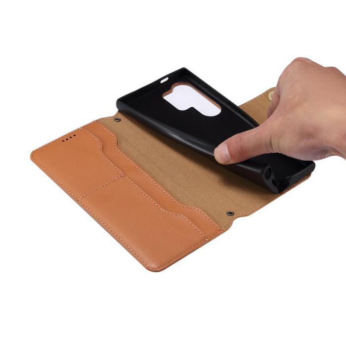 DENIOR - DENIOR Samsung Galaxy S24 Ultra Fodral Äkta Läder Khaki