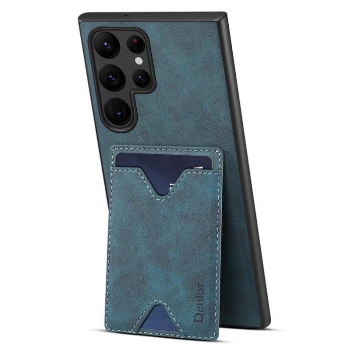 DENIOR - DENIOR Samsung Galaxy S24 Ultra Skal Läder + TPU - Blå