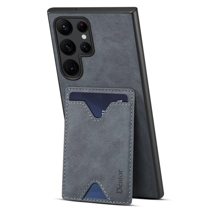 DENIOR - DENIOR Samsung Galaxy S24 Ultra Fodral Läder+TPU Grå