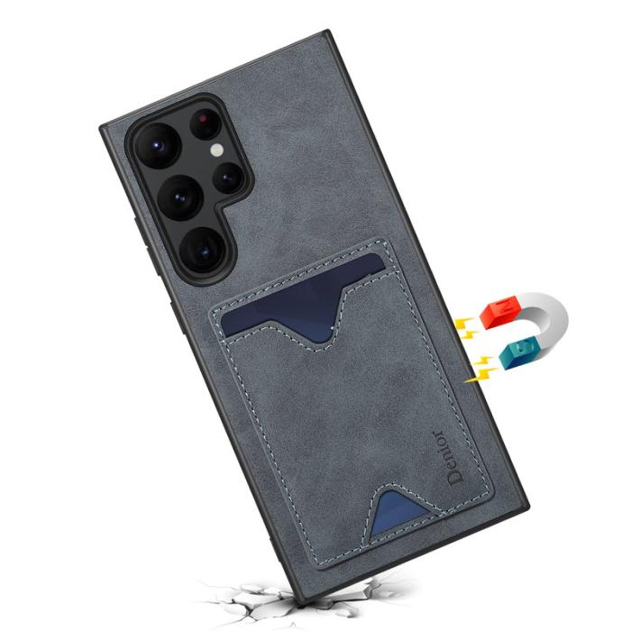 DENIOR - DENIOR Samsung Galaxy S24 Ultra Fodral Läder+TPU Grå