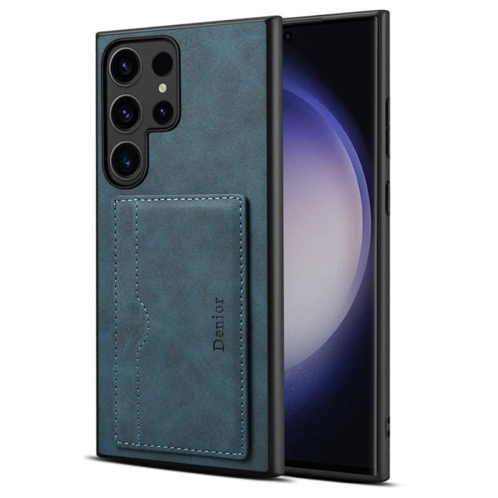 DENIOR - DENIOR Samsung Galaxy S24 Ultra Fodral Äkta Läder Blå