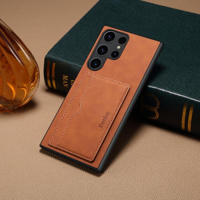 DENIOR - DENIOR Samsung Galaxy S24 Ultra Fodral Äkta Läder Brun