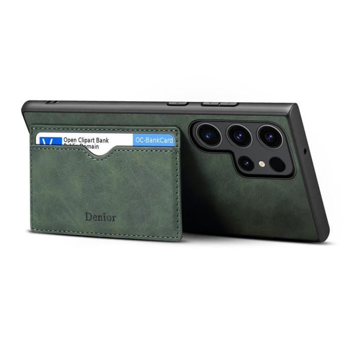 DENIOR - DENIOR Samsung Galaxy S24 Ultra Fodral Äkta Läder Grön