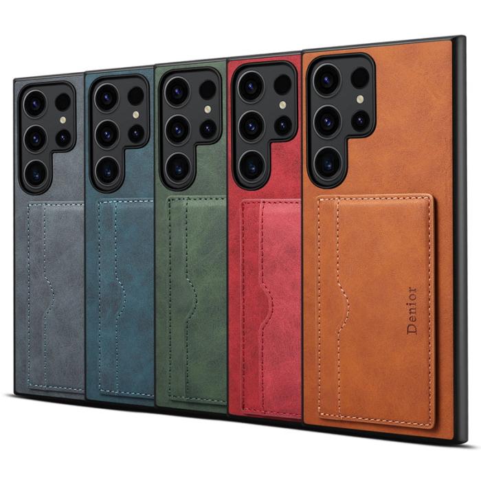 DENIOR - DENIOR Samsung Galaxy S24 Ultra Fodral Äkta Läder Grön