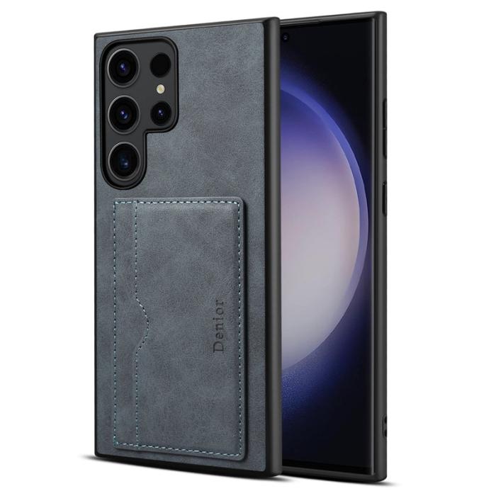 DENIOR - DENIOR Samsung Galaxy S24 Ultra Fodral Äkta Läder Grå