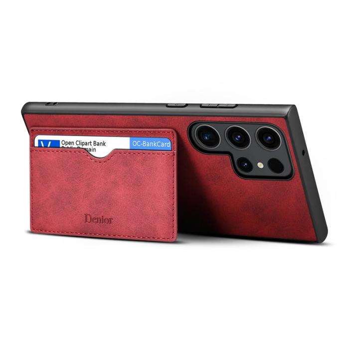DENIOR - DENIOR Samsung Galaxy S24 Ultra Fodral Äkta Läder Röd