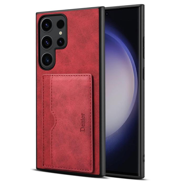 DENIOR - DENIOR Samsung Galaxy S24 Ultra Fodral Äkta Läder Röd