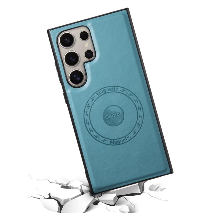 DENIOR - DENIOR Samsung Galaxy S24 Ultra Skal Äkta Läder Blå