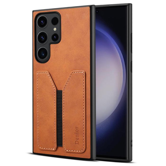 DENIOR - DENIOR Samsung Galaxy S24 Ultra Fodral PU Läder Kortfack - Brun