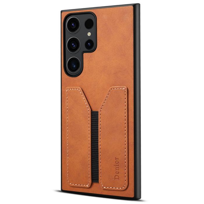 DENIOR - DENIOR Samsung Galaxy S24 Ultra Fodral PU Läder Kortfack - Brun