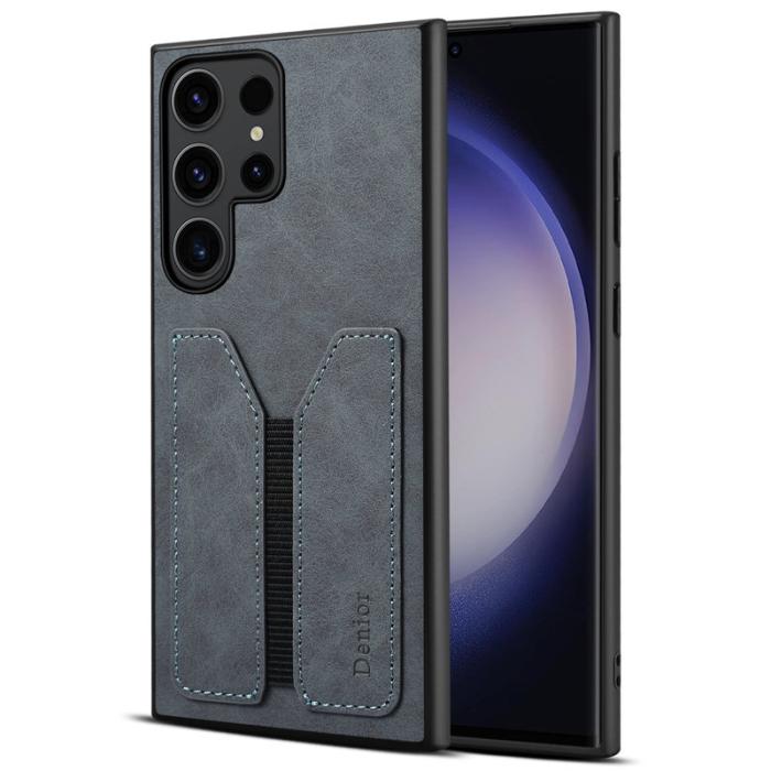 DENIOR - DENIOR Samsung Galaxy S24 Ultra Fodral PU Läder Grå