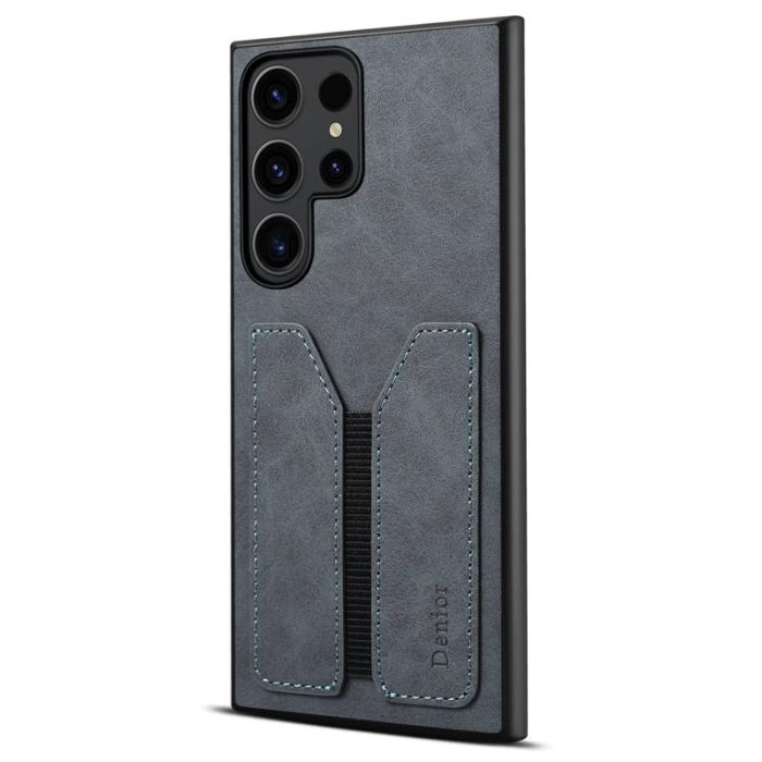 DENIOR - DENIOR Samsung Galaxy S24 Ultra Fodral PU Läder Grå