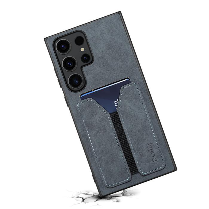 DENIOR - DENIOR Samsung Galaxy S24 Ultra Fodral PU Läder Grå