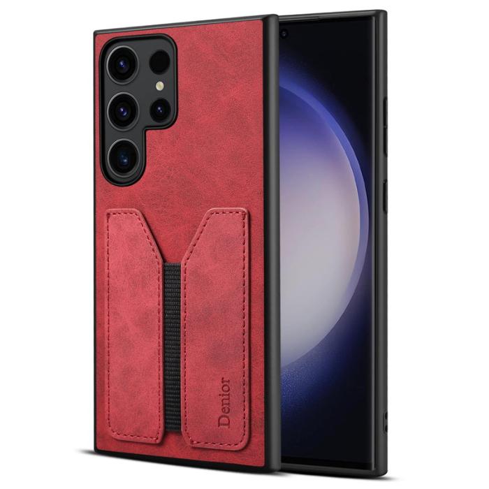 DENIOR - DENIOR Samsung Galaxy S24 Ultra Fodral PU Läder Röd