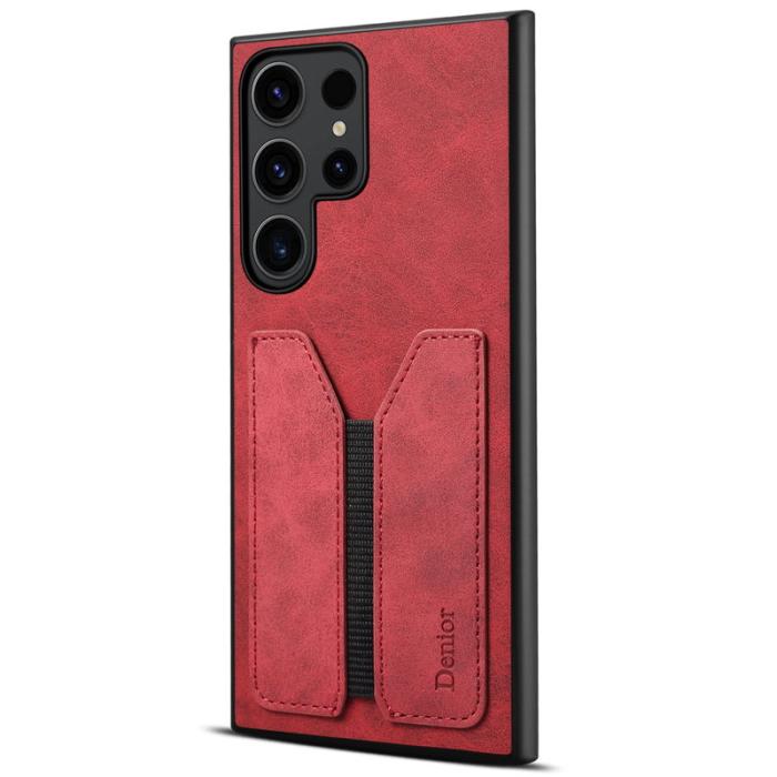 DENIOR - DENIOR Samsung Galaxy S24 Ultra Fodral PU Läder Röd