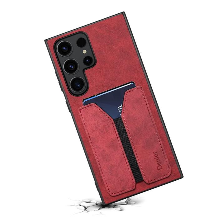 DENIOR - DENIOR Samsung Galaxy S24 Ultra Fodral PU Läder Röd