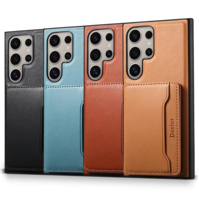 DENIOR - DENIOR Samsung Galaxy S24 Ultra Fodral Magnetiskt Läder Svart