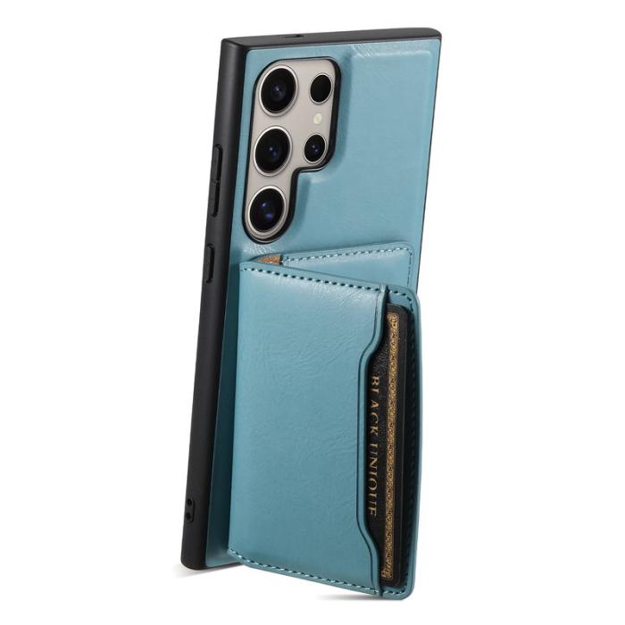 DENIOR - DENIOR Samsung Galaxy S24 Ultra Fodral Magnetiskt Läder - Blå