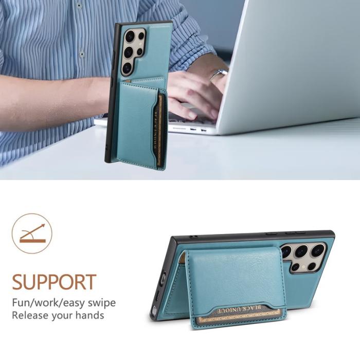 DENIOR - DENIOR Samsung Galaxy S24 Ultra Fodral Magnetiskt Läder - Blå