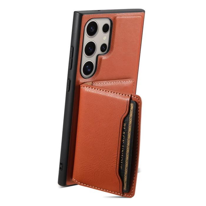 DENIOR - DENIOR Samsung Galaxy S24 Ultra Fodral Magnetiskt Läder - Brun