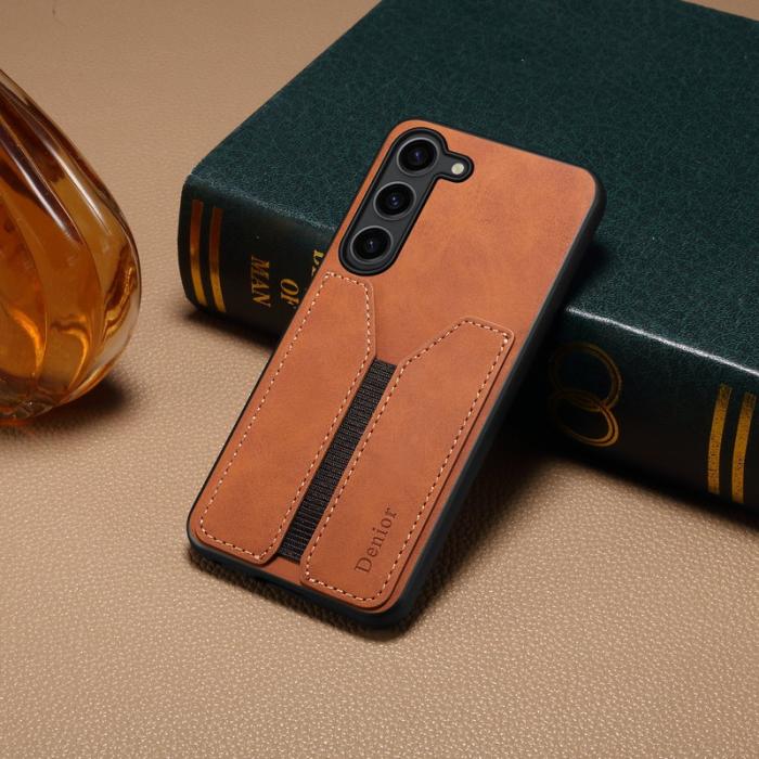 DENIOR - DENIOR Samsung Galaxy S25 Fodral Elastisk Kortficka PU Läder Brun