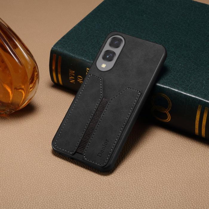 DENIOR - DENIOR Samsung Galaxy S25 Edge Fodral Elastisk Kortplats PU Läder Svart