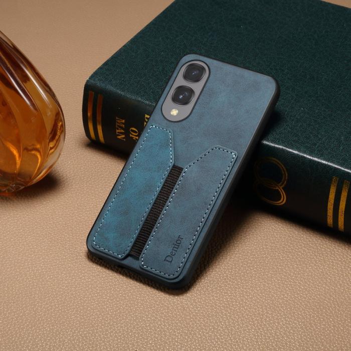 DENIOR - DENIOR Samsung Galaxy S25 Edge Fodral Elastisk Kortficka PU Läder Blå