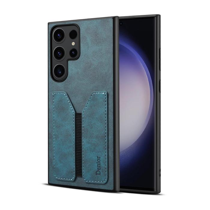 DENIOR - DENIOR Samsung Galaxy S25 Ultra Fodral Elastisk Kortficka PU Läder Blå