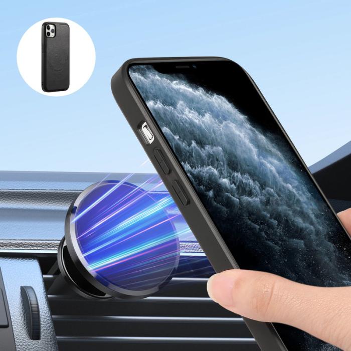 DENIOR - DENIOR Skal för iPhone 11 Pro Max, PU-läder och PC, svart