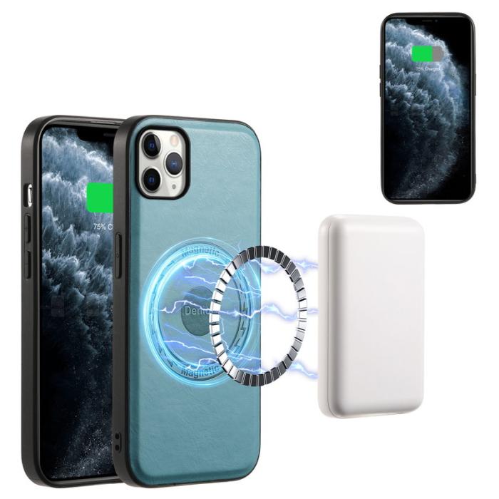 DENIOR - DENIOR iPhone 11 Pro Max Skal i PU-läder - Blå