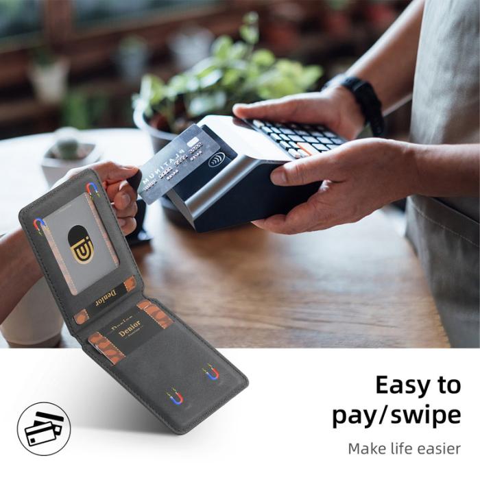 DENIOR - DENIOR V11 Magnetiskt kortfodral V-formad design läder - Svart