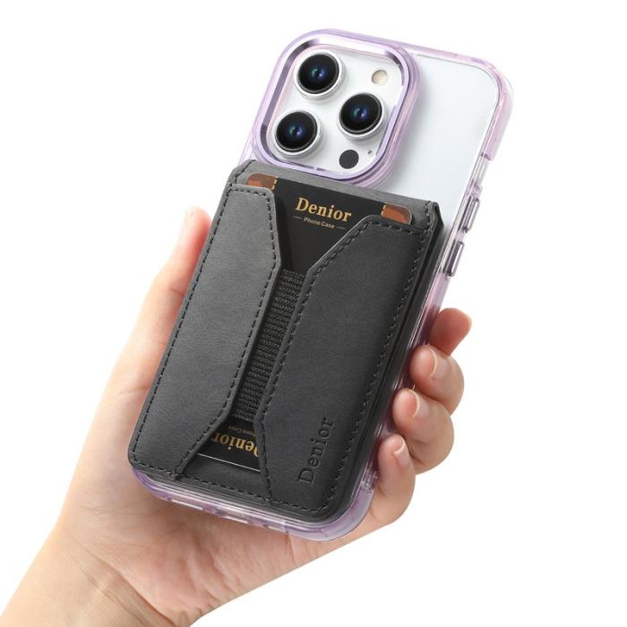 DENIOR - DENIOR V11 Magnetiskt kortfodral V-formad design läder - Svart