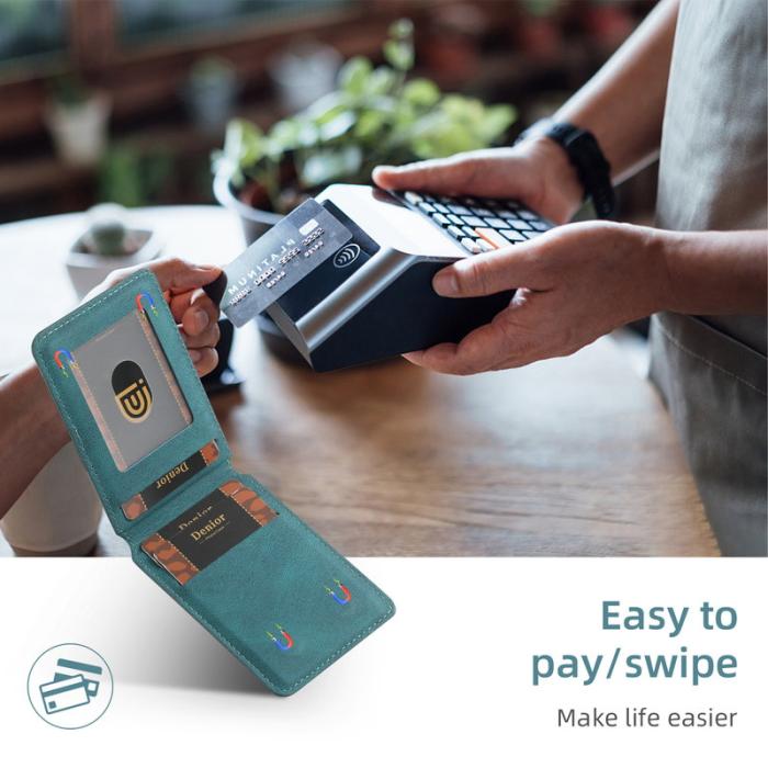 DENIOR - DENIOR V11 Magnetiskt kortfodral V-formad design läder - Grön