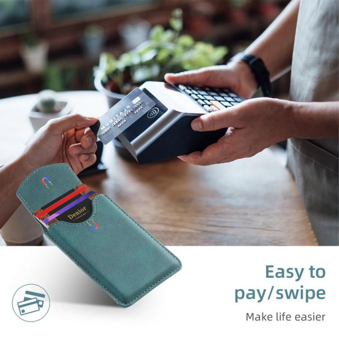 DENIOR - DENIOR V12 Magnetiskt Kortfodral i PU-läder - Blå