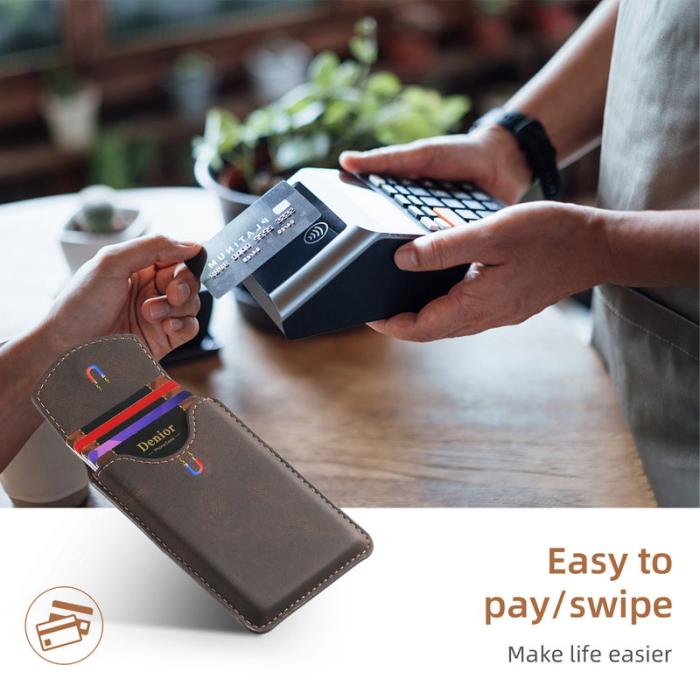 DENIOR - DENIOR V12 Magnetiskt kortfodral i PU-läder - Brun