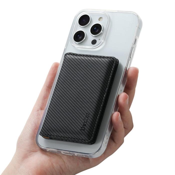 DENIOR - DENIOR V13 Magnetiskt kortfodral i kolfiberläder - Svart