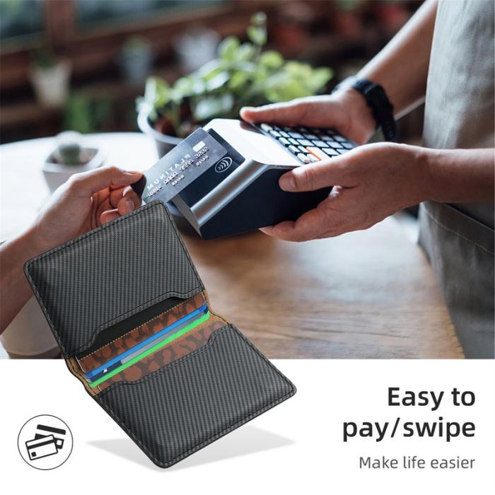 DENIOR - DENIOR V13 Magnetiskt kortfodral i kolfiberläder - Svart