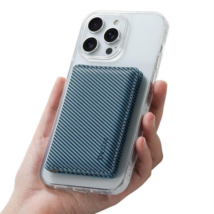 DENIOR - DENIOR V13 Magnetiskt kortfodral i kolfiberläder - Blå