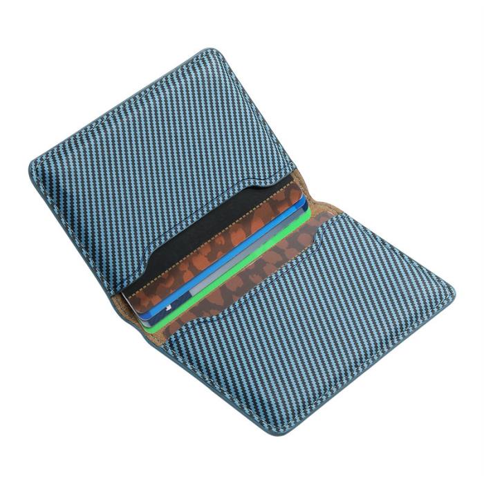 DENIOR - DENIOR V13 Magnetiskt kortfodral i kolfiberläder - Blå