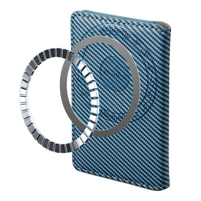 DENIOR - DENIOR V13 Magnetiskt kortfodral i kolfiberläder - Blå