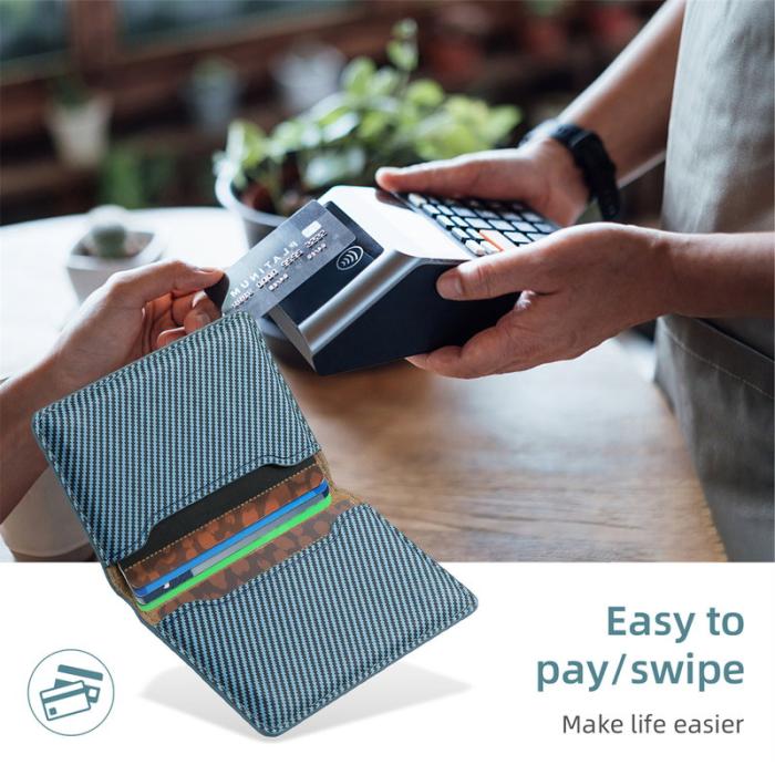 DENIOR - DENIOR V13 Magnetiskt kortfodral i kolfiberläder - Blå