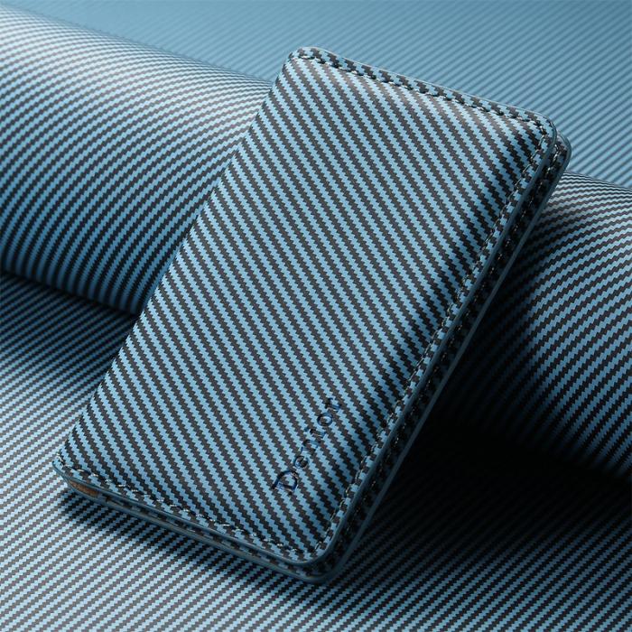 DENIOR - DENIOR V13 Magnetiskt kortfodral i kolfiberläder - Blå