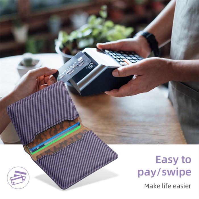 DENIOR - DENIOR V13 Magnetiskt kortfodral i kolfiberläder - Lila