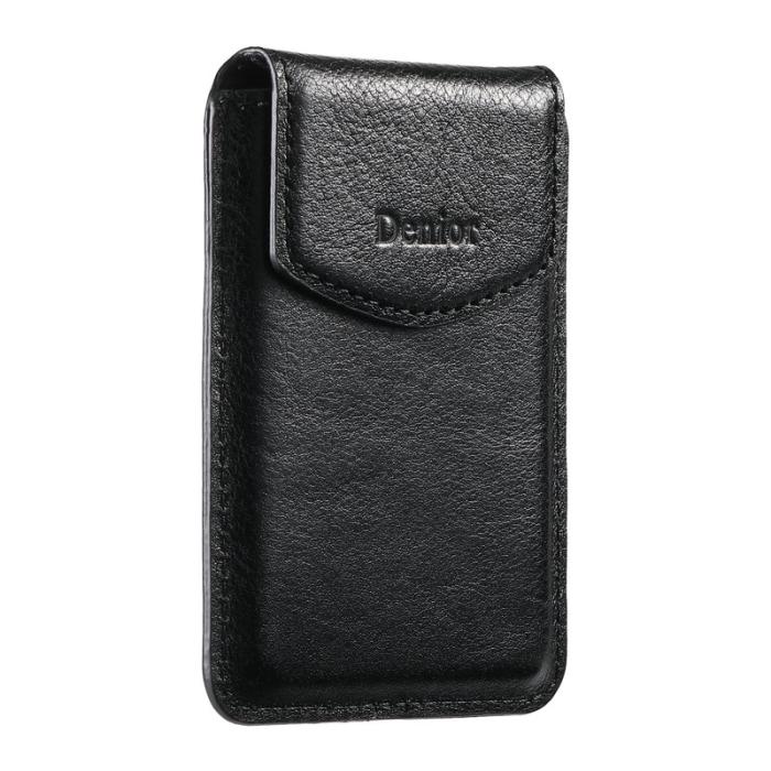DENIOR - DENIOR V14 Magnetiskt Kortfodral Äkta Läder Svart
