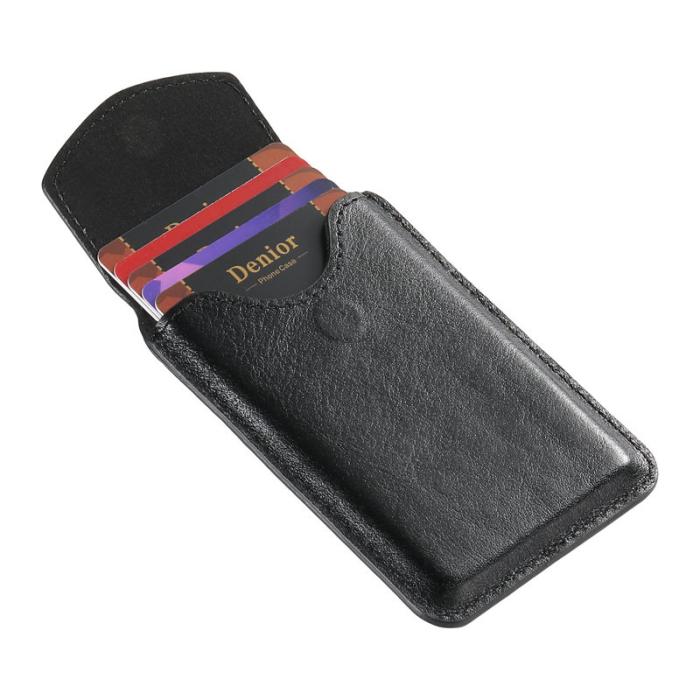 DENIOR - DENIOR V14 Magnetiskt Kortfodral Äkta Läder Svart