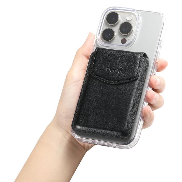 DENIOR - DENIOR V14 Magnetiskt Kortfodral Äkta Läder Svart