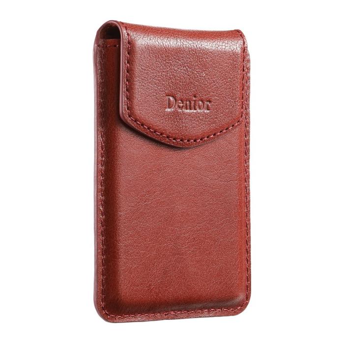 DENIOR - DENIOR V14 Magnetiskt Kortfodral Äkta Läder Röd