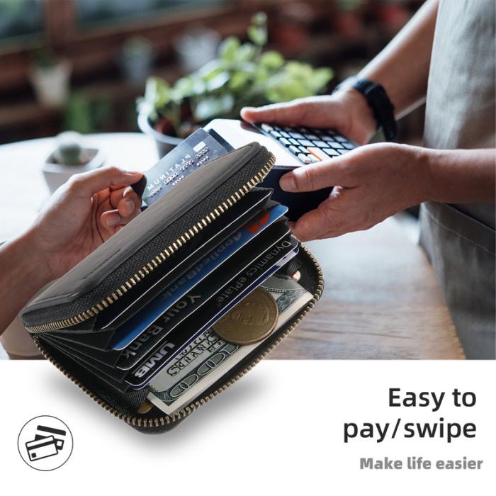 DENIOR - DENIOR V17 Kortfodral MagSafe Äkta Läder Ställ - Svart