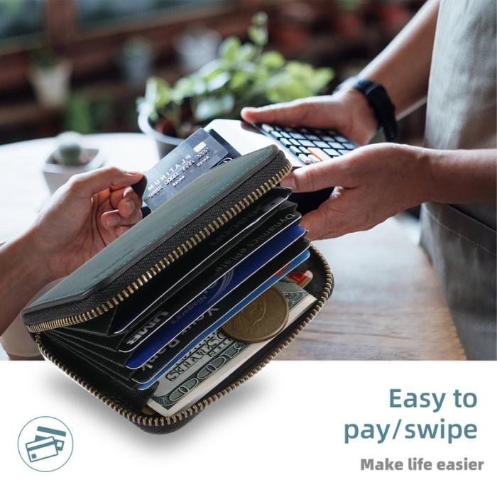 DENIOR - DENIOR V17 Kortfodral MagSafe Äkta Läder Ställ - Blå