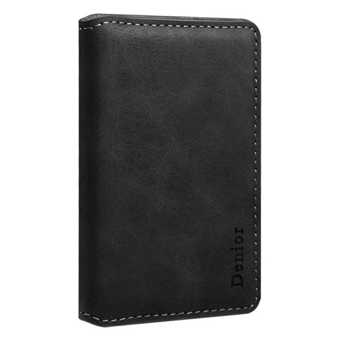 DENIOR - DENIOR V18 Kortfodral i äkta läder med RFID-skydd - Svart
